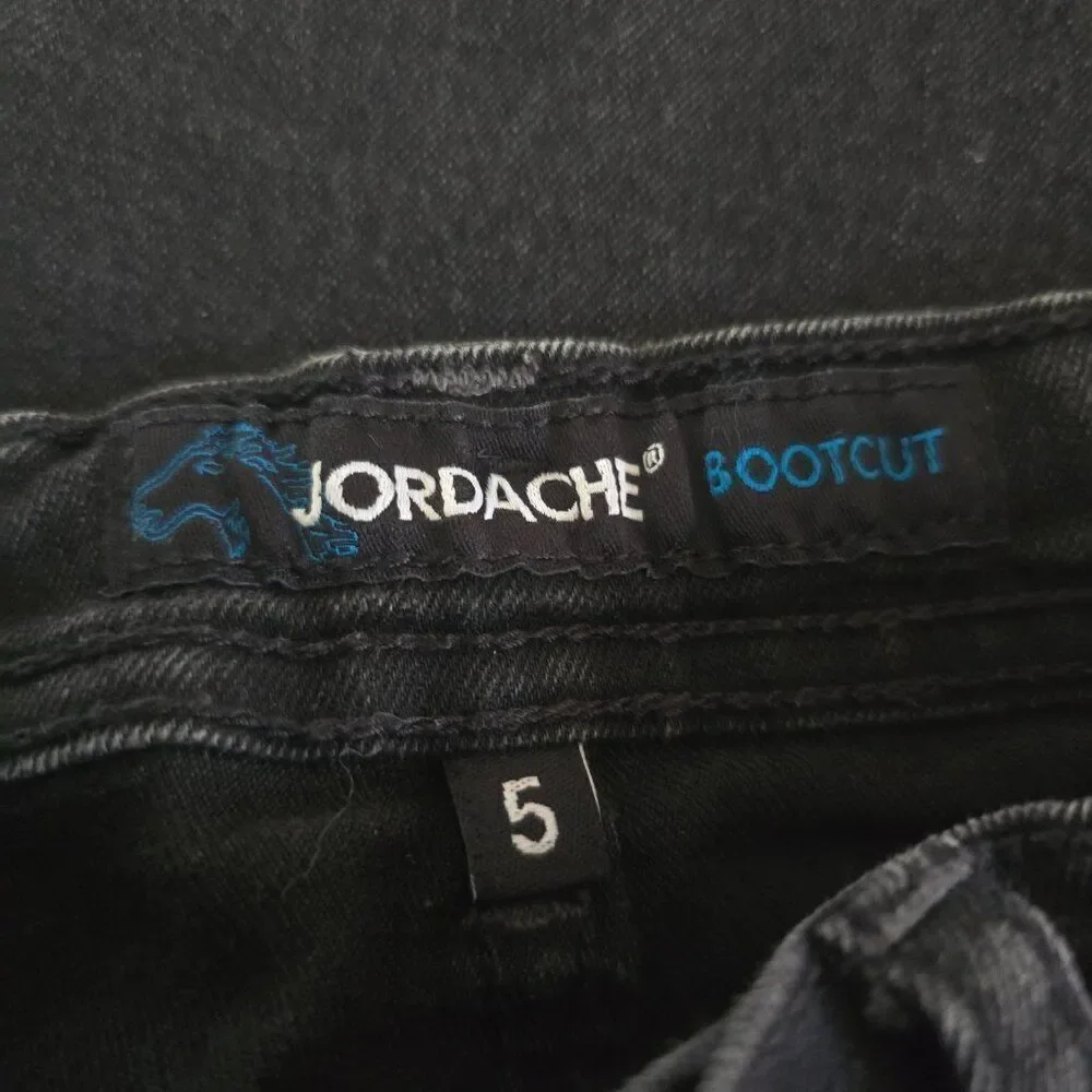 Jordache Girls Black Denim Jeans Size 5 Bootcut Adjustable Waist